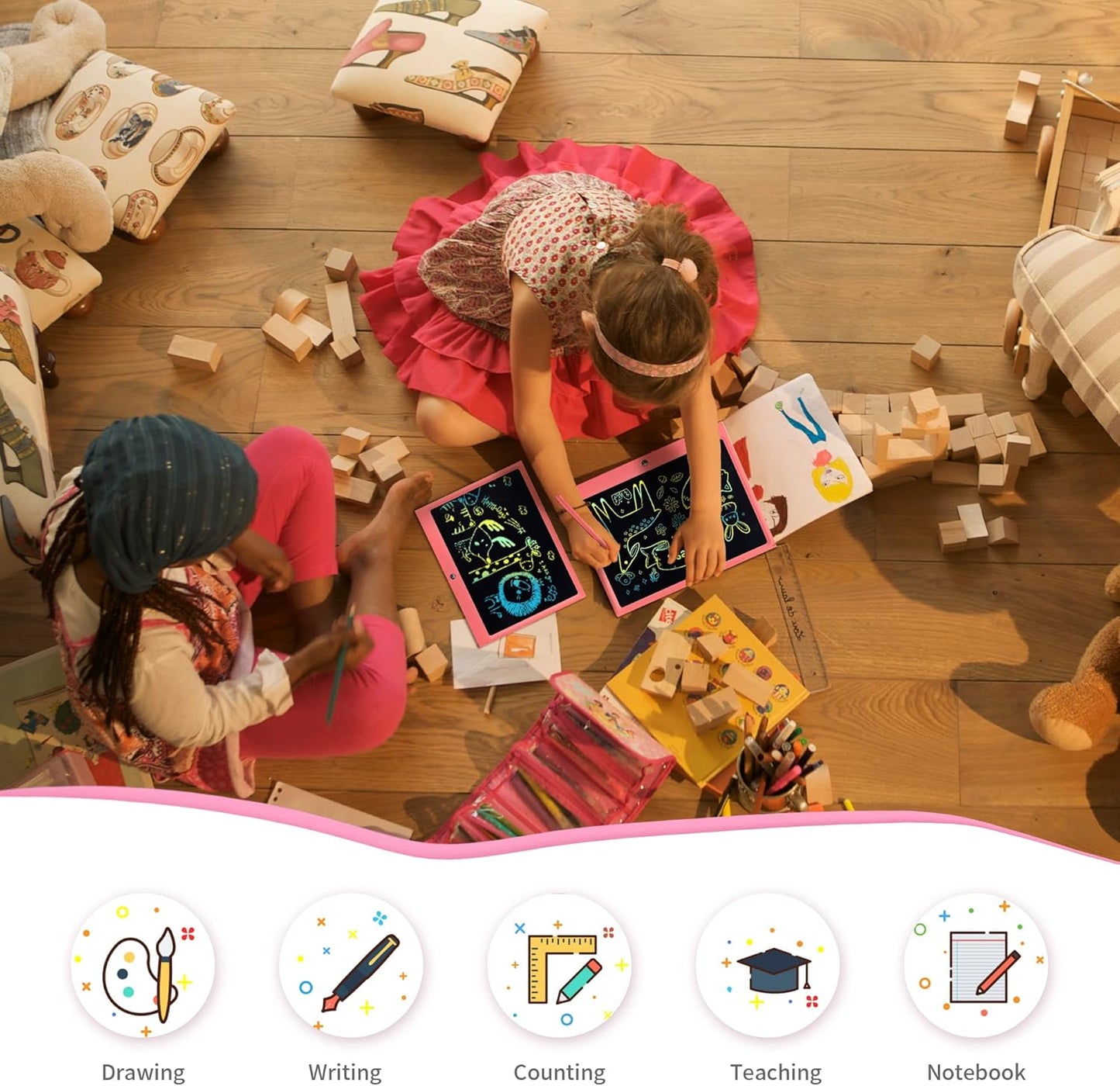 LCD Writing Tablet for Kids, 15 Inch Colorful Electronic Doodle Board for Kids Age 3+ Toys Christmas Birthday Erasable Drawing Tablet Toddler Learning Toys