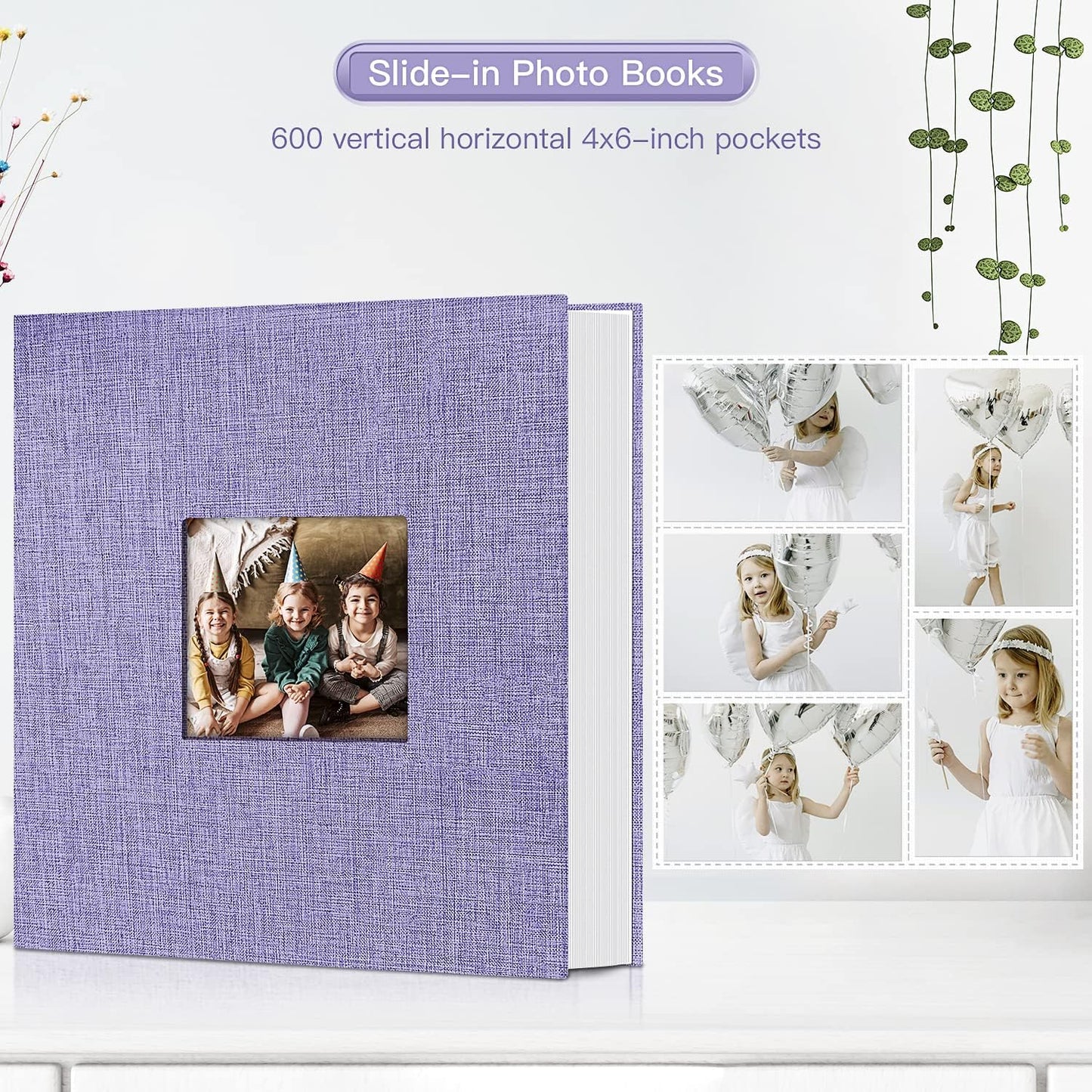 popotop Photo Album 4x6-600 Photos Photo Books with 600 Horizontal and Vertical Pockets,Linen Cover Albums for Family Wedding Anniversary Baby Vacation Pictures