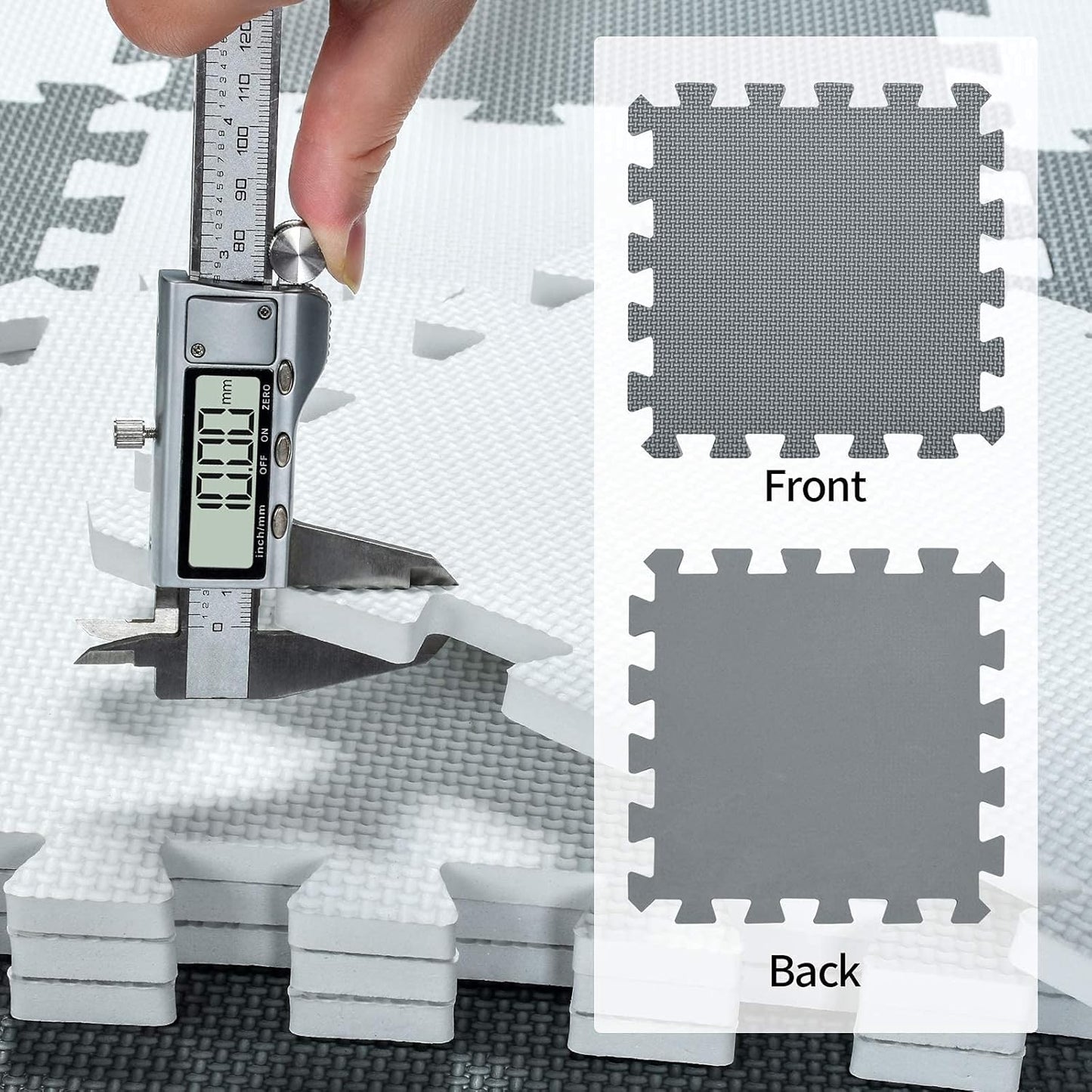 qqpp EVA Rubber 18 Tiles Interlocking Puzzle Foam Floor Mats - Baby Play Mat for Playing | Exercise Mat for Home Workout. Black. QC-Db18N