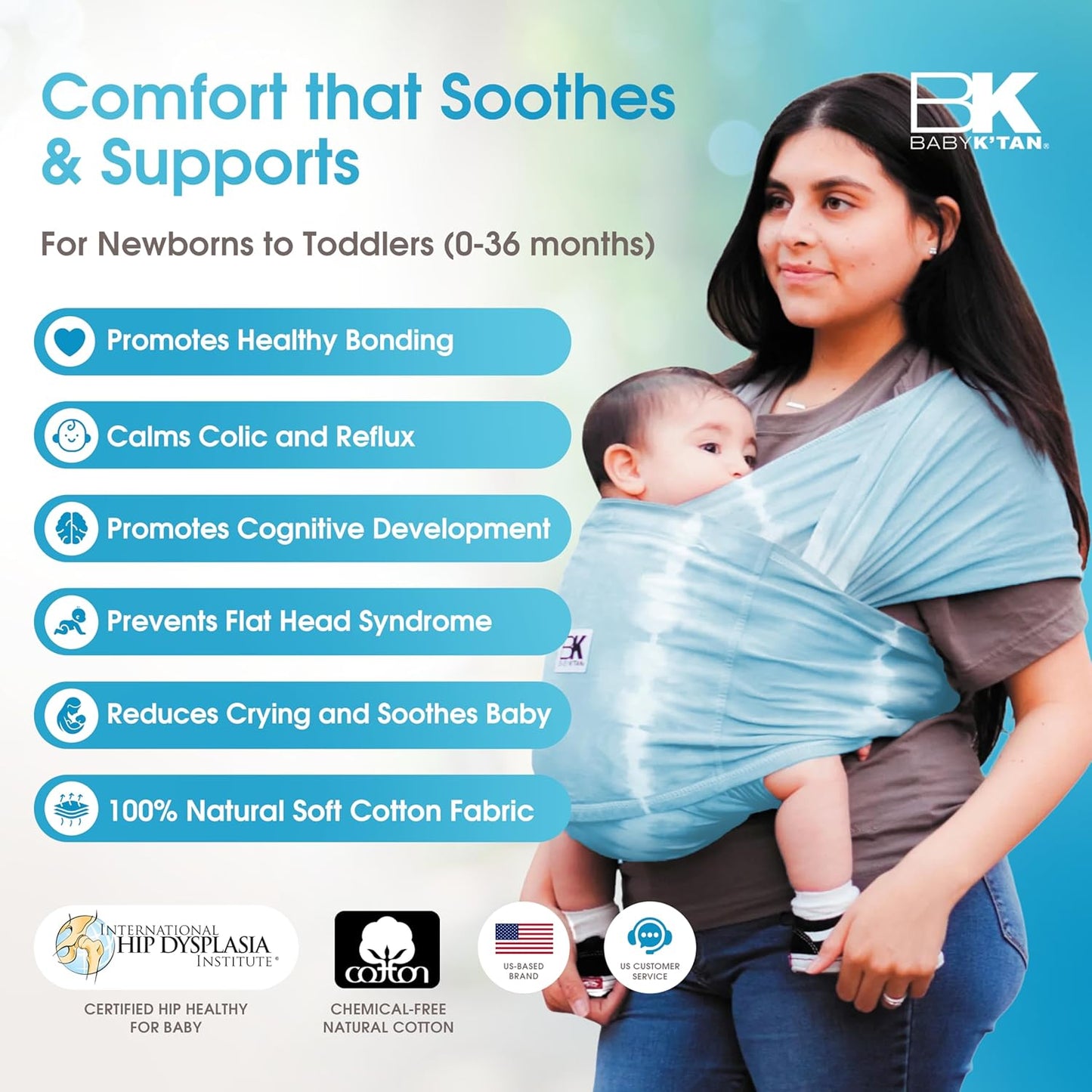 Original Baby K'tan Baby Carrier: #1 Easy Pre-Wrapped, Soft, Slip-On, No Rings, No Buckles | 5 in 1 Baby Sling Gift | The Best Hands Free Infant Wrap For Newborn to Toddler up to 35lb (See Size Chart)