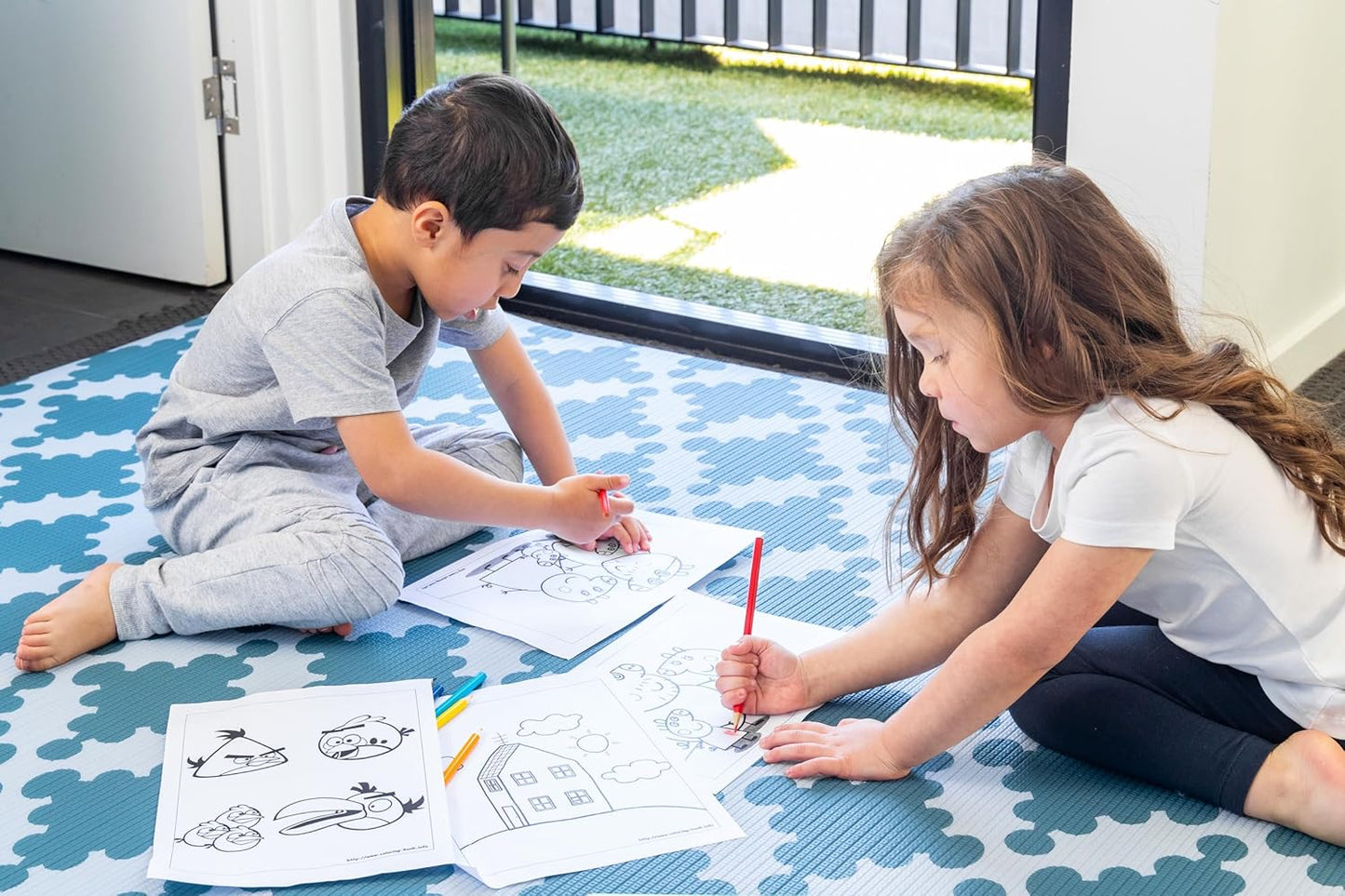 Cushmat Stylish Reversible Foam Play Mat (Large, Luxe NAT - Sage Grey Star) - Soft, Waterproof, Durable Play mat for Infants, Babies, Toddler, Kids & Grownup - 6.5ft x 4.5ft