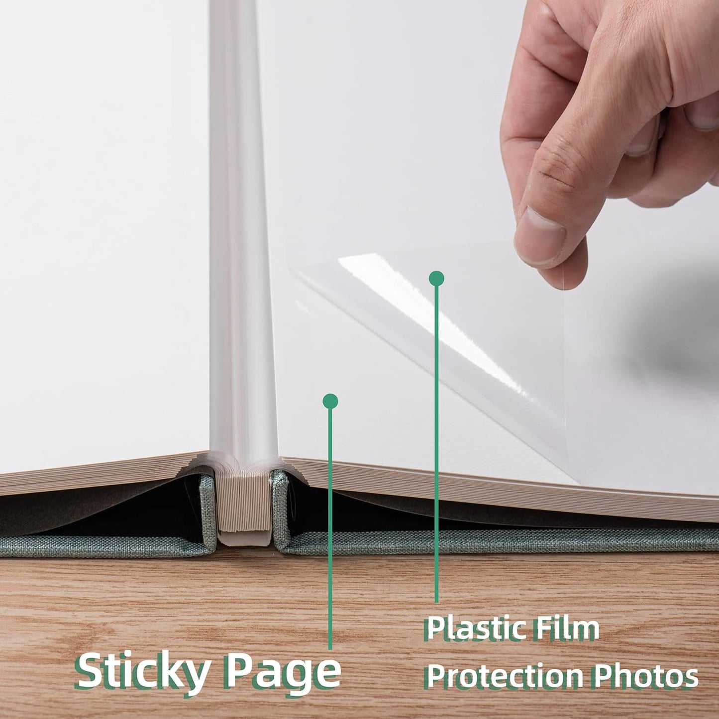 Large Photo Album Self Adhesive Scrapbook Album for 4×6 5×7 8×10 Pictures DIY Magnetic Linen Cover Album 40 Pages for Family Wedding Gifts with Metal Pen and Plastic Board