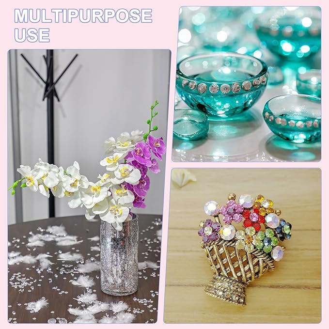 14400-Pack Acrylic Diamonds, 0.12 Inch/3mm Wedding Table Scatter Confetti Crystals for Vase Fillers/Art Craft, Acrylic Diamonds Gems [Green AB]