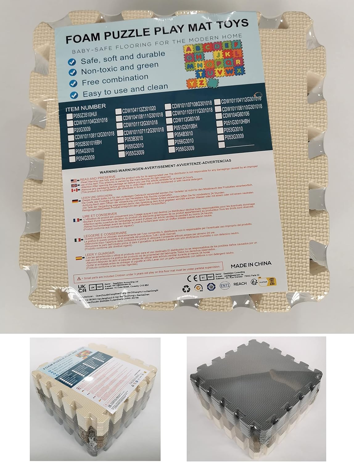 MQIAOHAM® 18 Pieces + 18 Edges Puzzle Play Mats, Soft Baby Play Mat, Kids Interlocking Foam Floor Tiles, Toddlers Carpet Playmats XZ301018-112