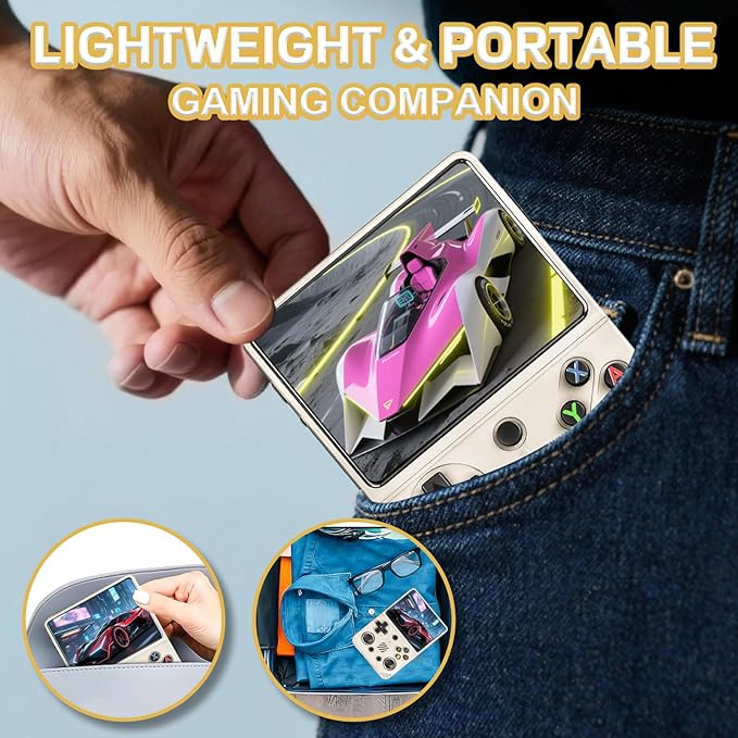 RG36PRO Retro Handheld Game Console - Open Source System,3.5"IPS Screen,30,000+ Classic Games,64G TF card, 3000mAh Battery,Portable Gaming Player for Travel,Gift for Teen or Partner -White