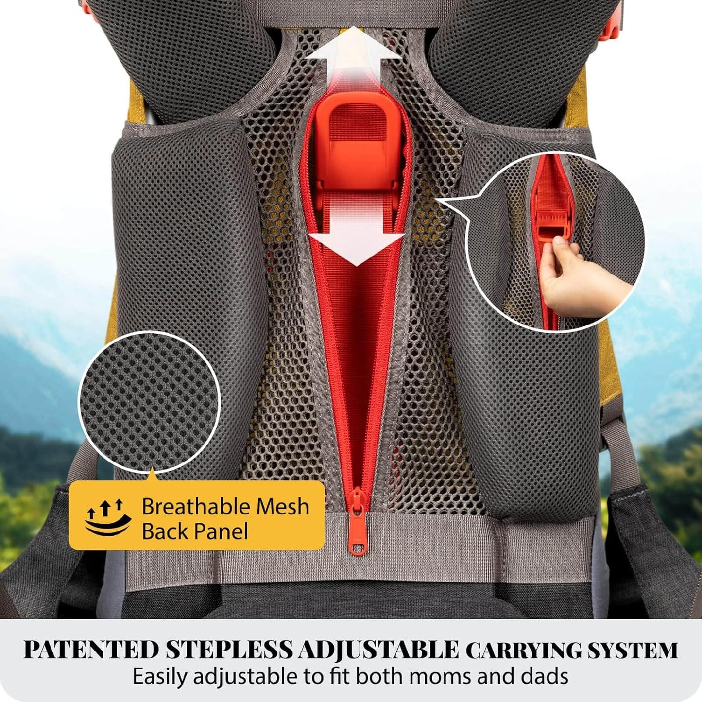 WIPHA Baby Backpack Carrier, Upgraded Carrying System Baby Hiking Backpack Carrier, Ergonomic Pro Hiking Baby Carrier Backpack with Safety Seat, Lightweight Large Capacity Toddler Carrier