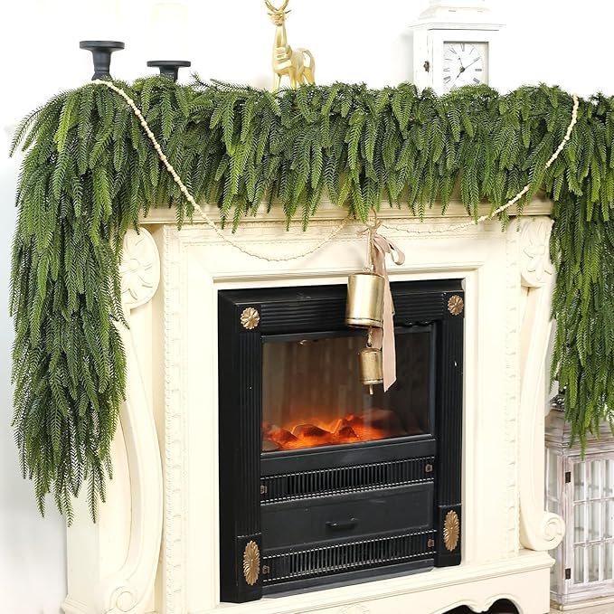 5FT Christmas Norfolk Pine Garland -1PCS, Artificial Pine Needles Garlands Faux Greenery Fake Garland for Holiday Fireplace,Table,Window,Stairs,Mante,Indoor Outdoor Decor