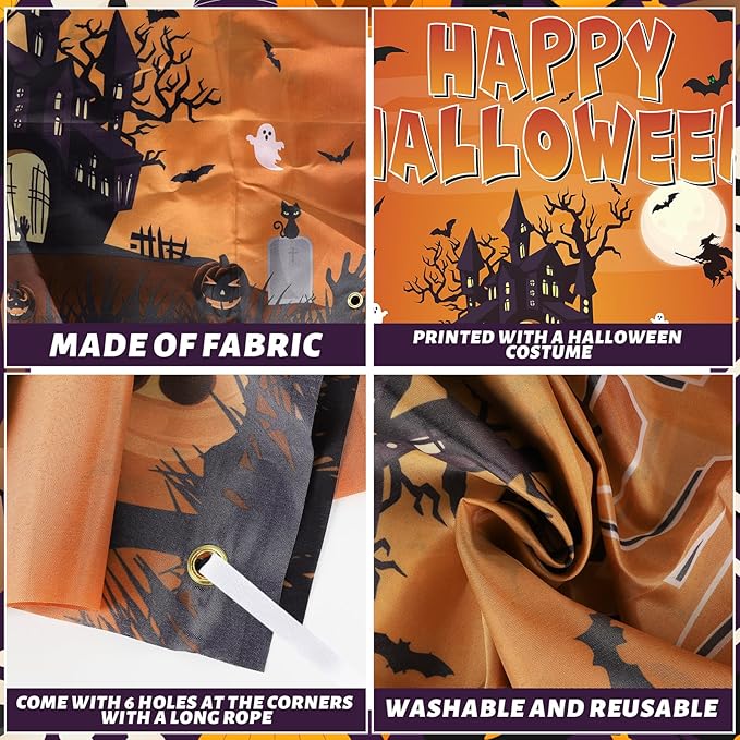 Halloween Photo Booth Props Frame Party Decorations 35 x 73Inch Halloween Picture Backdrop for Birthday Party Supplies Indoor Outdoor Decor (Orange)