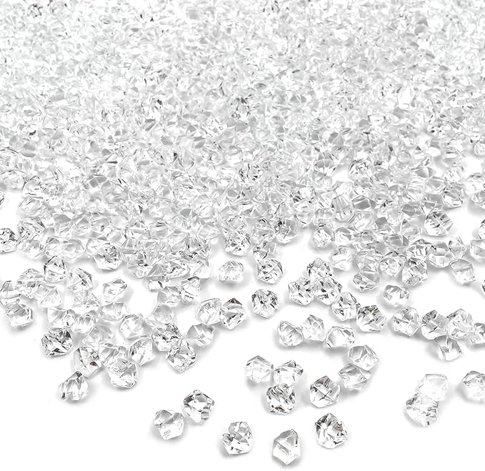Reusable Fake Ice Cubes 2500 pcs 6 x 9 mm for Rock Crystals Treasure Gems for Table Scatters, Vase Fillers, Wedding Photography Props Vase Fillers