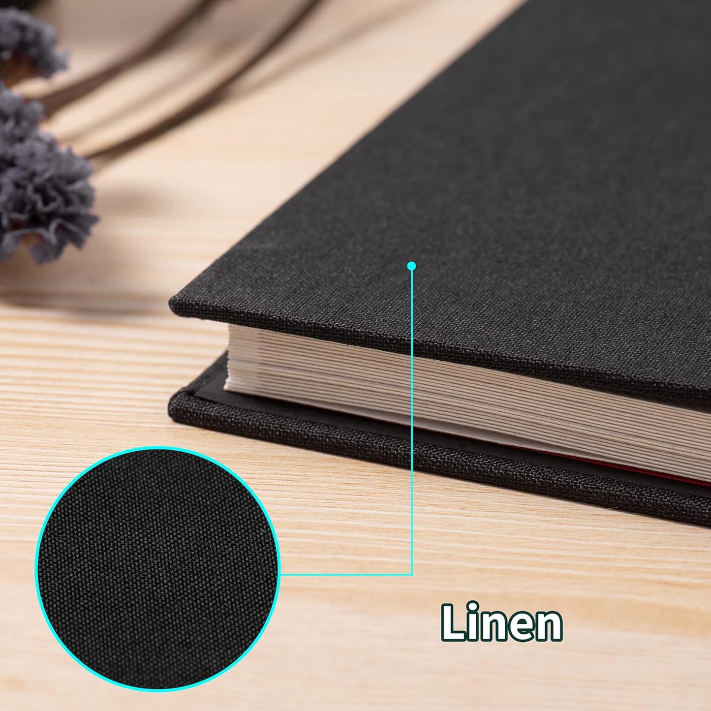 Photo Album Self Adhesive Scrapbook Album for 4×6 Pictures DIY Magnetic Linen Cover Album 30 Blank Pages Great Gift for Family, Wedding, Birthday, Christmas, Anniversary(Black)