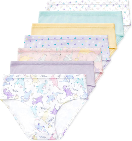 Lucky & Me Girls 100% Organic Cotton Underwear Briefs, Gracie 7 Pack