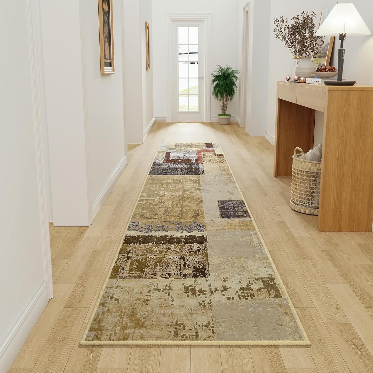 LOCHAS Washable Runner Rugs for Hallway, 2x8 Non Sip Soft Rug for Bedroom Entryway Kitchen Laundry Room, Long Abstract Carpet for Indoor Floor Bedside, Geometric Vintage Home Decor, Pet & kid Friendly