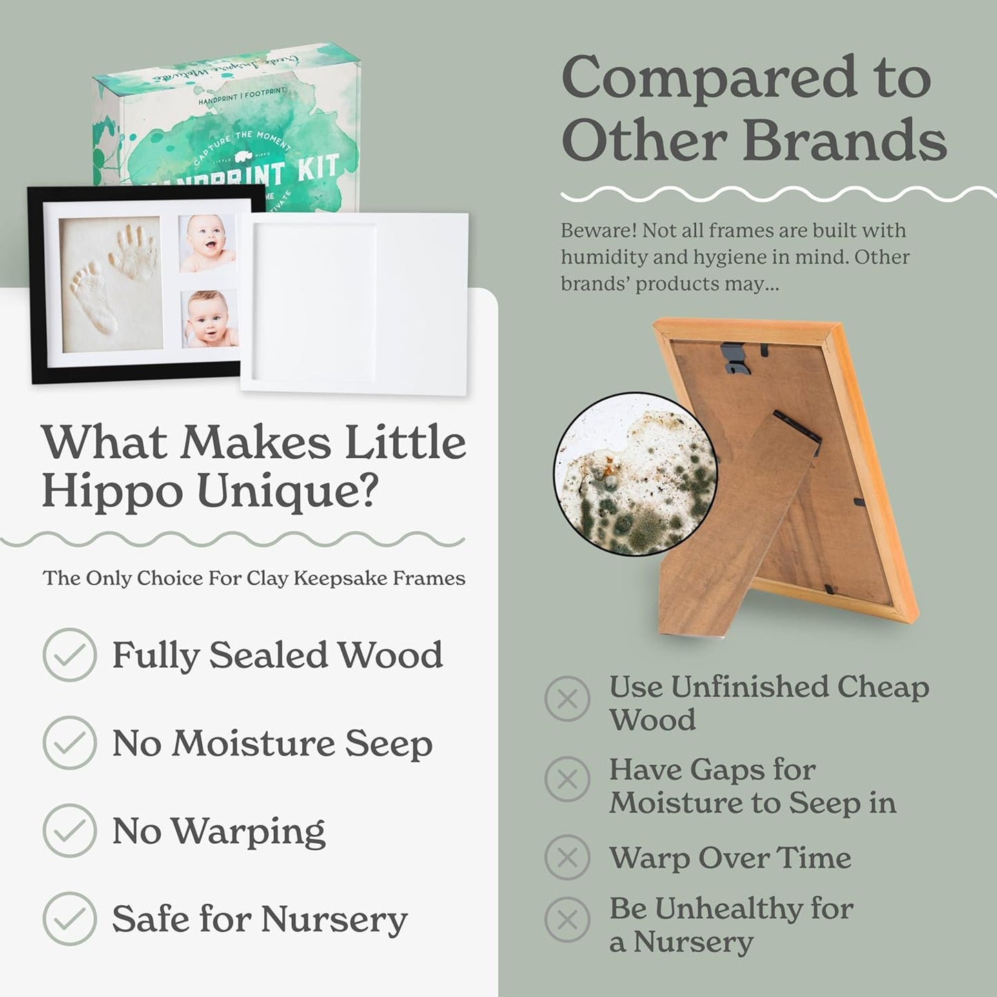 Little Hippo Baby Footprint Kit & Keepsake | Baby Handprint Kit | Baby Hand and Footprint Kit for Infant Gift, New Mom Gift (Black, Standard)