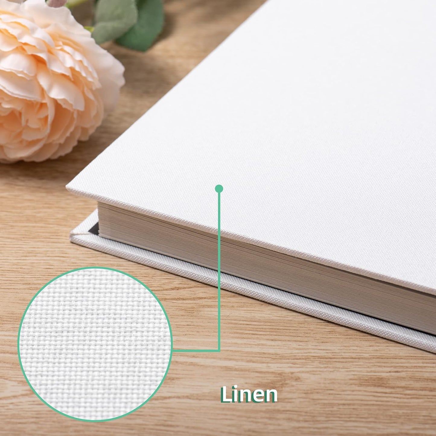 Large Photo Album Self Adhesive Scrapbook Album for 4×6 5×7 8×10 Pictures DIY Magnetic Linen Cover Album 40 Pages for Family Wedding Gifts with Metal Pen and Plastic Board