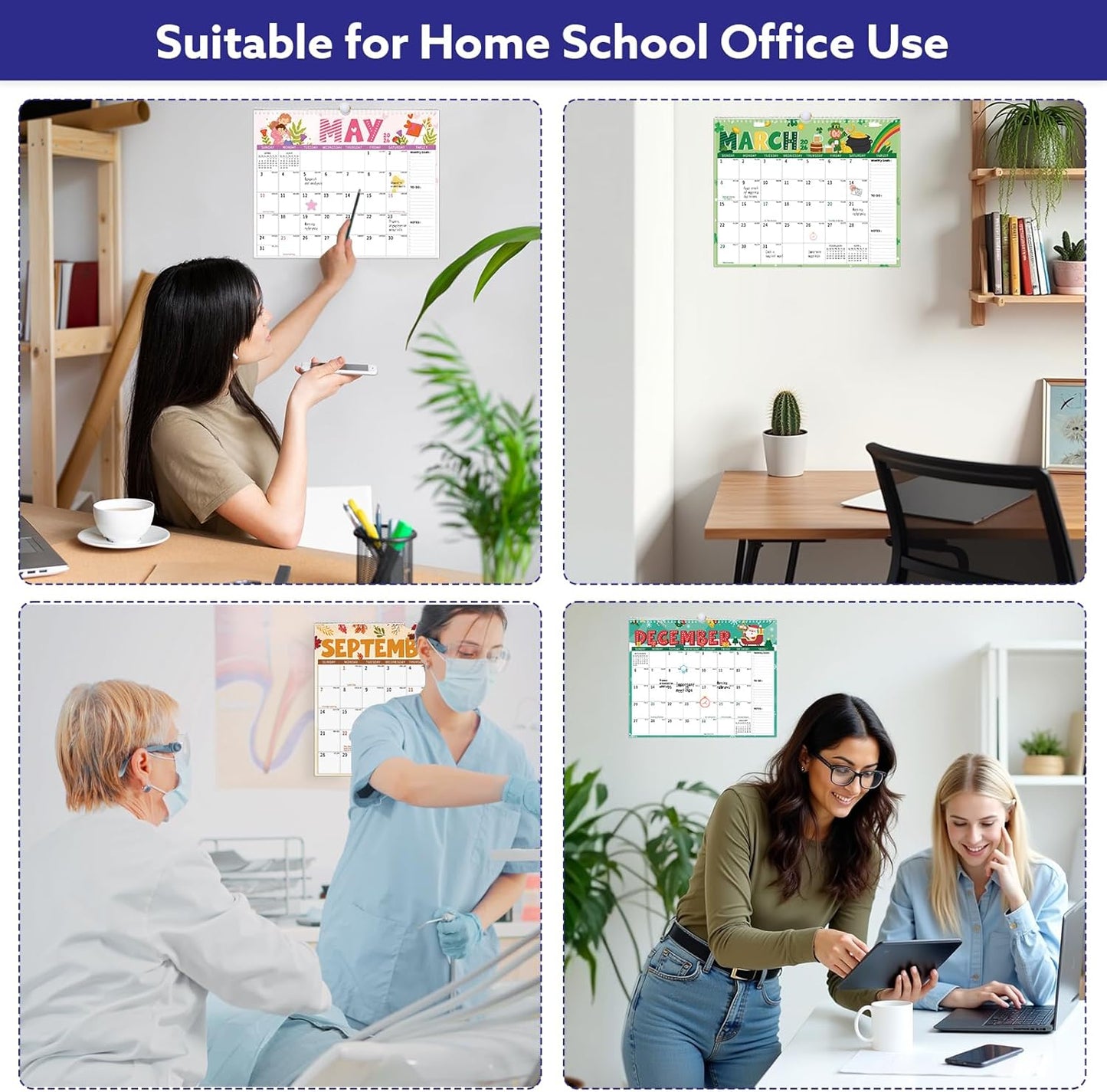 Wall Calendar 2026-2027, 18 Month Large Desk Calendar from January 2026 to June 2027 14.5" x 11.8" Monthly Calendar with Twin-Wire Binding for Home Office Planning Organisers, Festival Style