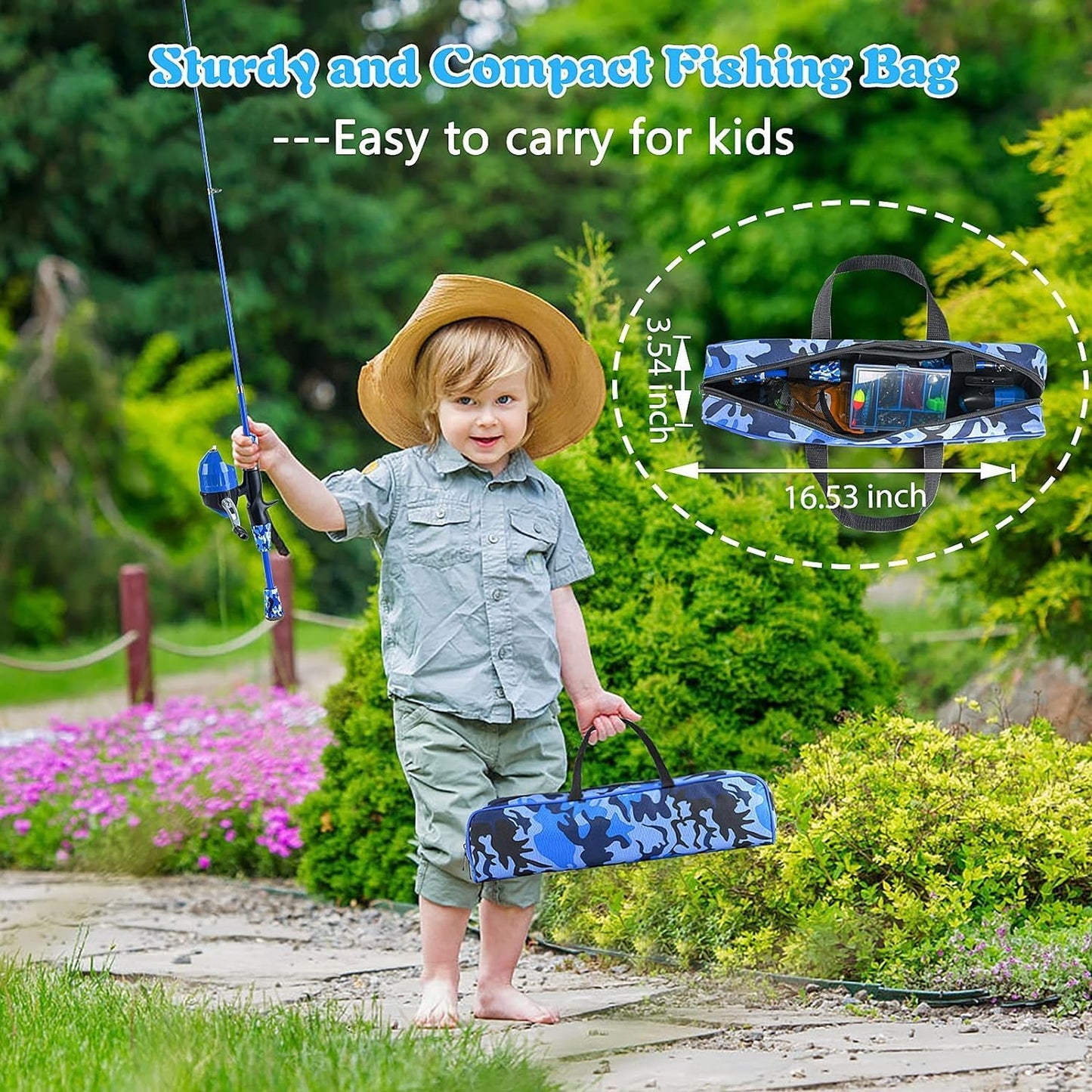 Milerong Kids Fishing Rod, Kids Fishing Pole Portable Telescopic Fishing Rod and Reel Combo Kit for Boys, Girls, Youth - with Spincast Fishing Reel, Fishing Tackles, Fishing Lures, Fishing Lines
