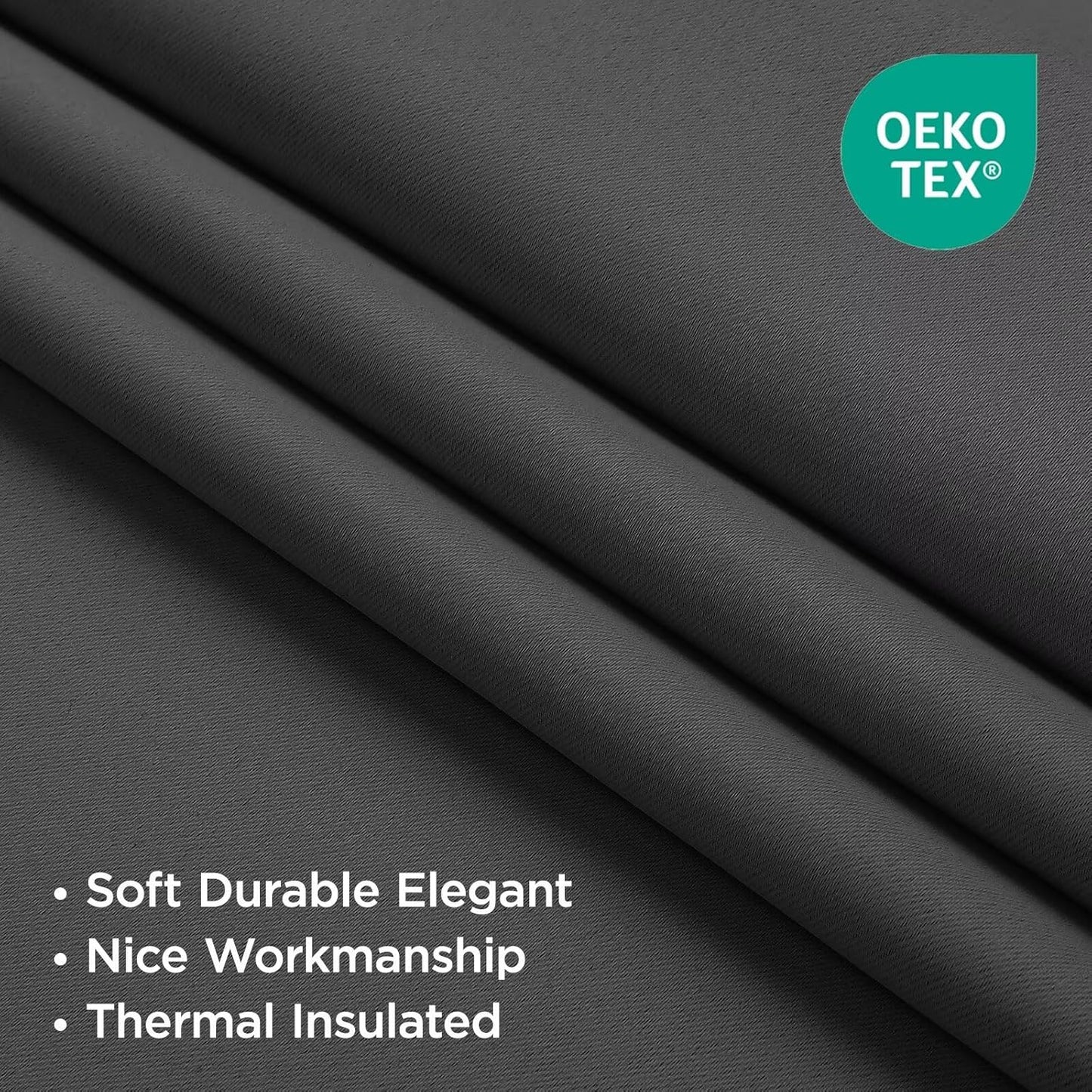 Joydeco Blackout Curtains 96 Inches Long, Thermal Insulated Black Out Curtains 2 Panels Set for Bedroom, Room Darkening Drapes for Living Room Window (W37 x L96 Inch, Dark Grey)