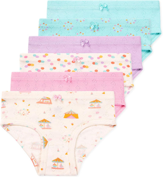 Lucky & Me Erica Girls Bikini 100% Organic Cotton Children's Underwear 6 Pack