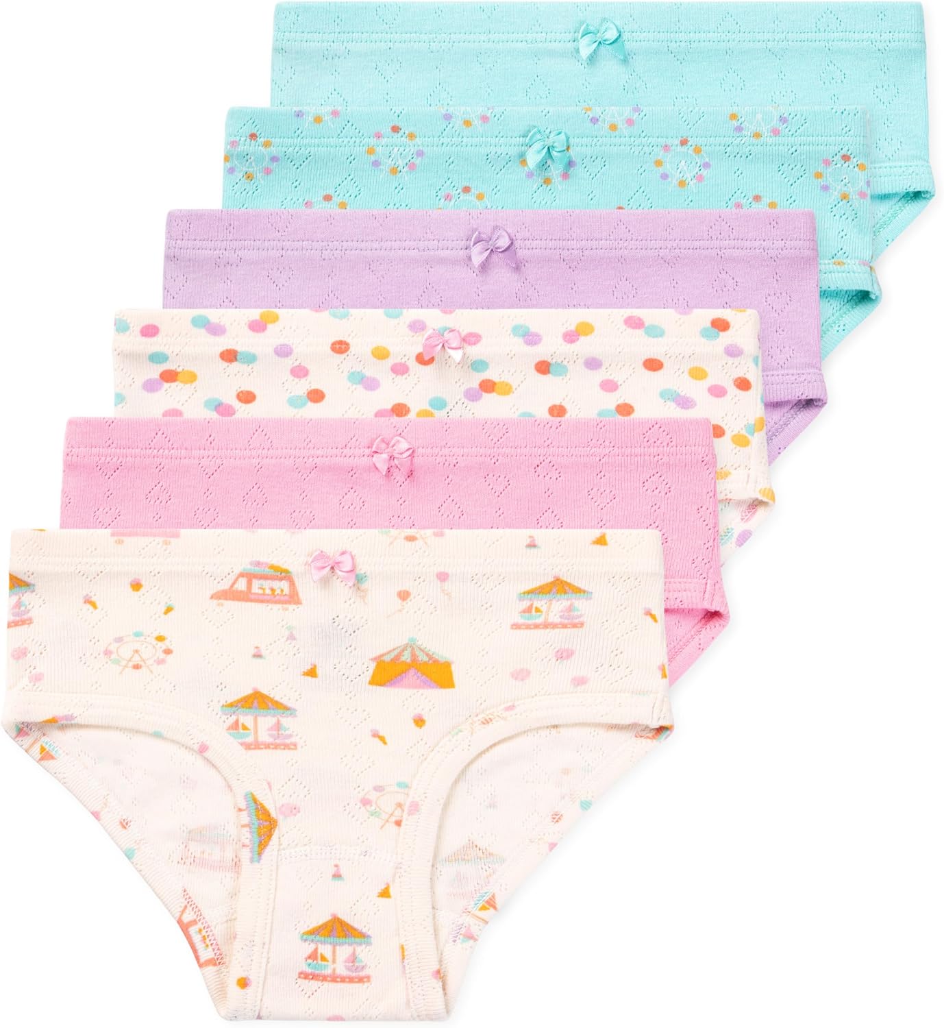 Lucky & Me Erica Girls Bikini 100% Organic Cotton Children's Underwear 6 Pack