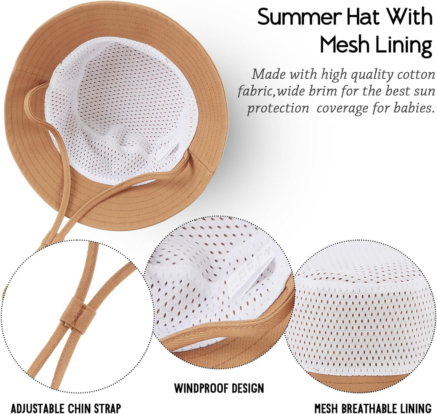 JANGANNSA Cotton Baby Sun Hat Infant Toddler Boys Girls Bucket Hats Summer Sun Protection Kids Beach Caps