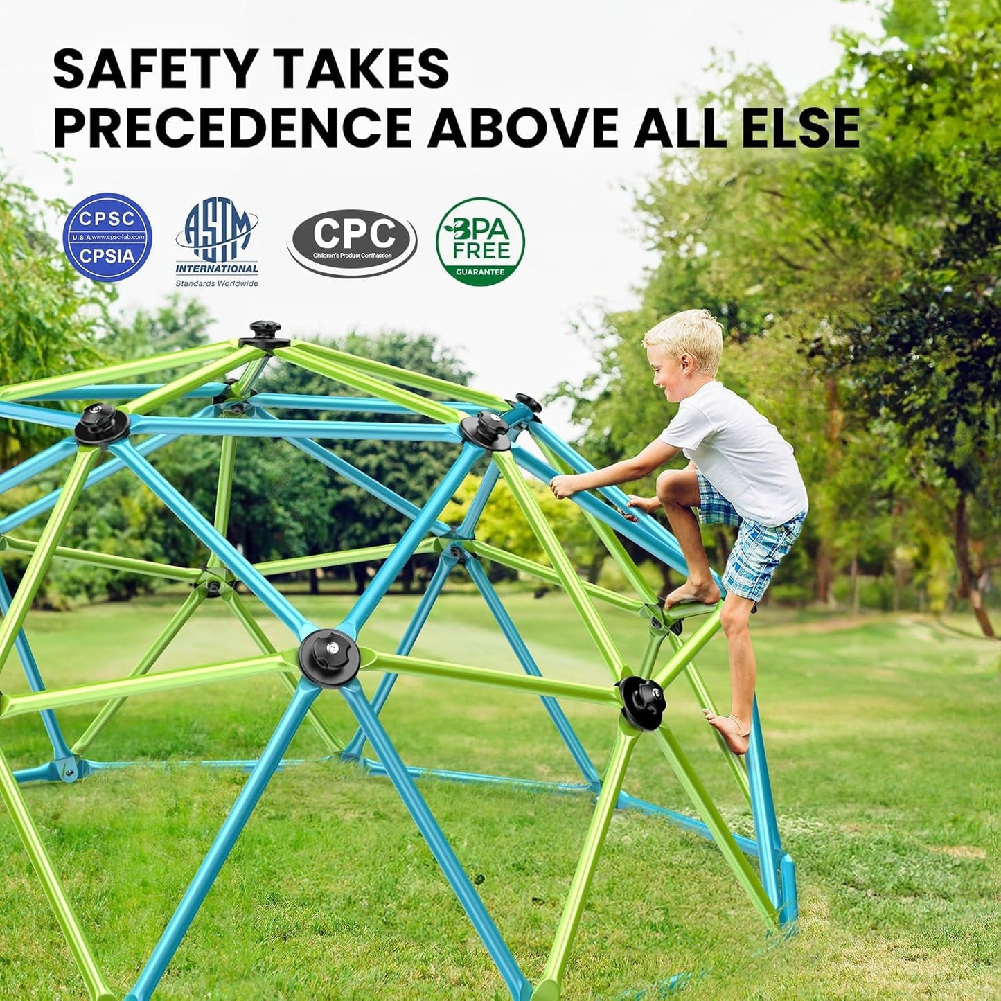 Easyego Climbing Dome, 10FT Jungle Gym with Swing for Kids 3 to 10 Outdoor Play Equipment, Supports 800lbs Toddler Play Set, Anti-Rust & Easy Assembly, Gift for Boys Girls