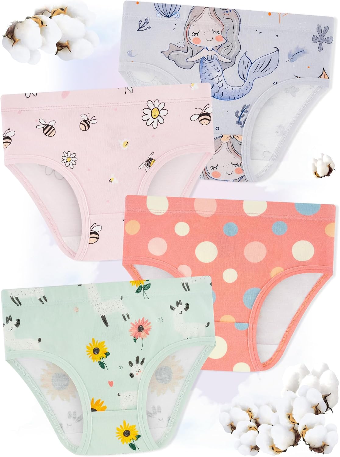 Girls' Underwear,Soft Cotton Tagless Panties for Toddlers' & Little Kids' Comfort,Breathable Briefs,8-Pack