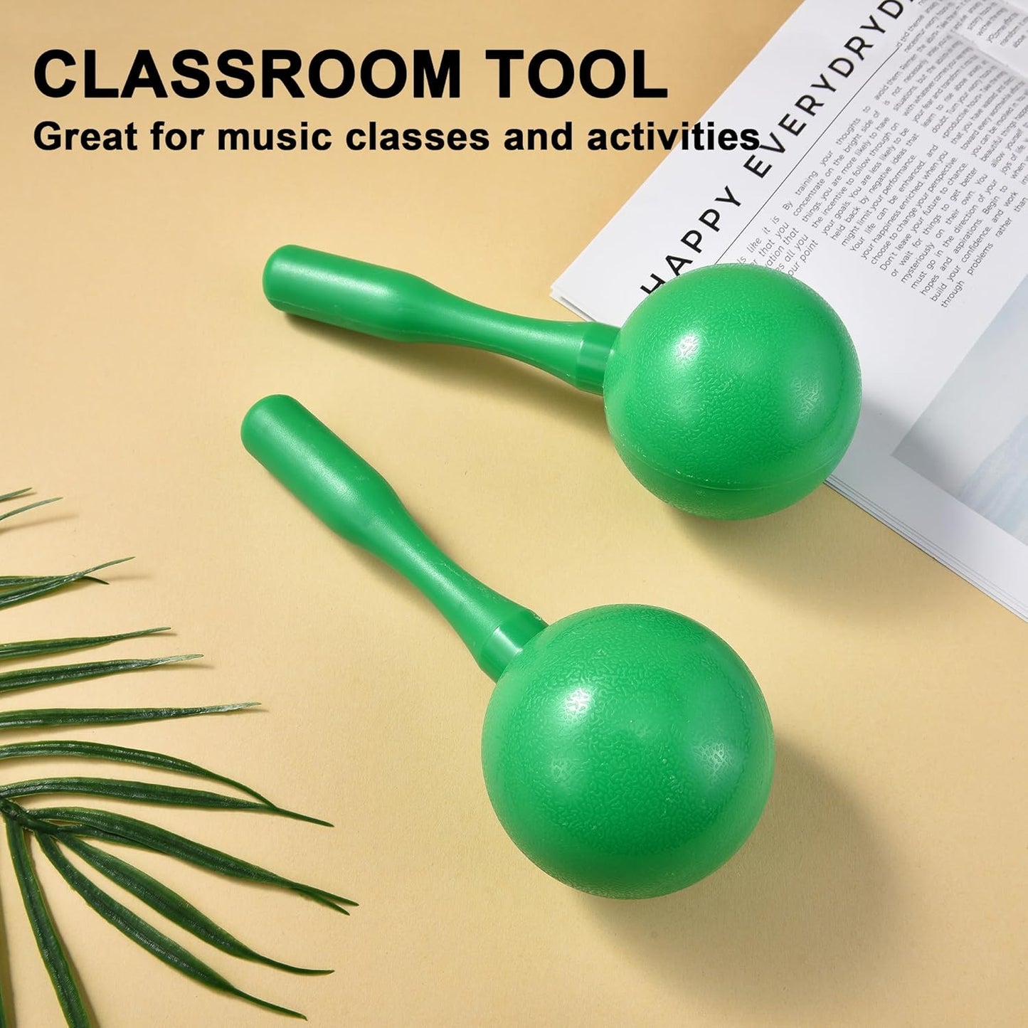 Maracas for Kids Adults, 8 Inch, Set of 2, Green