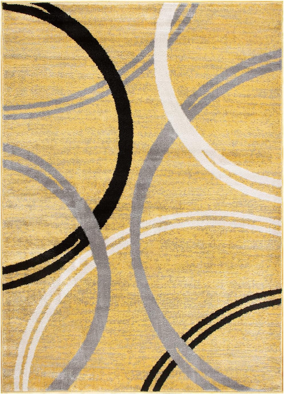 Rugshop Modern Wavy Circles Design Area Rug 9' x 12' Yellow