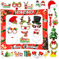 32 PCS Christmas Photo Props with Inflatable Selfie Photo Booth Frame - Funny Christmas Themed Photo Booth Selfie Frame Props for Adults Kids Red and Green Christmas Party Supplies Decorations
