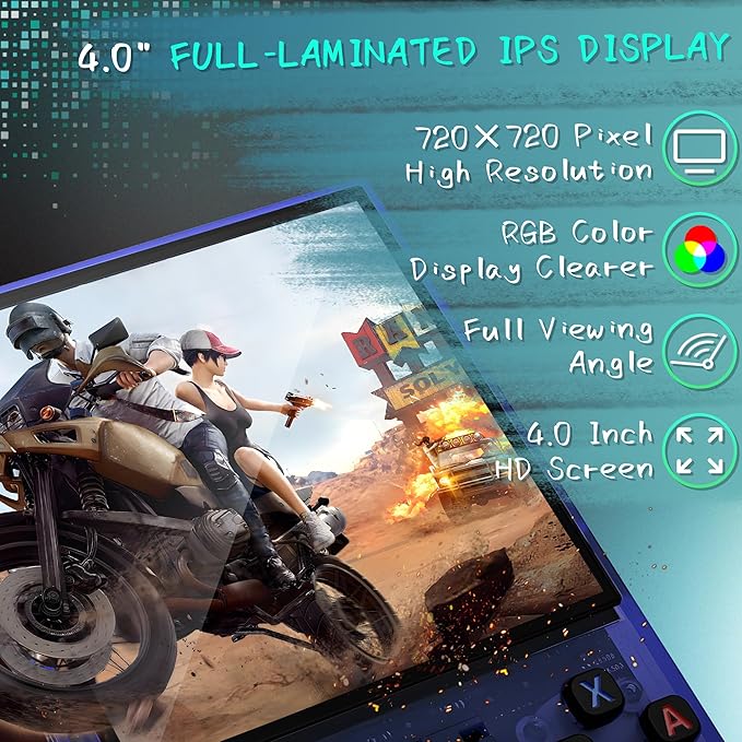 R36MAX Handheld Game Console, 40000+ Games Retro Gaming Console, 256GB TF Card Mini Retro Video Console, 4000mAh Rechargeable 4.0" IPS HD Screen Portable Pocket Arcade (Transparent Blue)