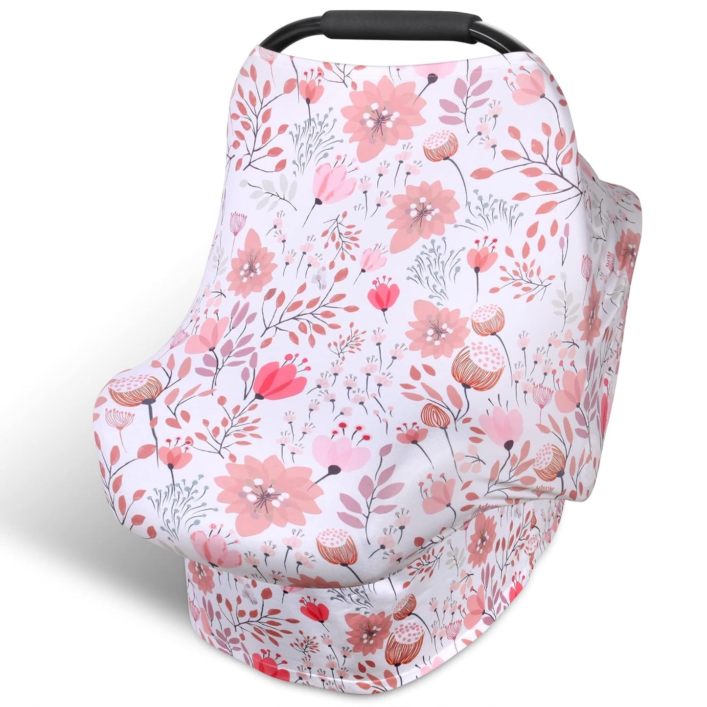 Rquite All-in-1 Car Seat Cover Baby, Carseat Covers for Girl Boy, Stretchy Soft Infant Car Seat Cover, Multi-use Baby Carrier Cover, Car Seat Canopy, Stroller Sun Shade, Nursing Breastfeeding Cover