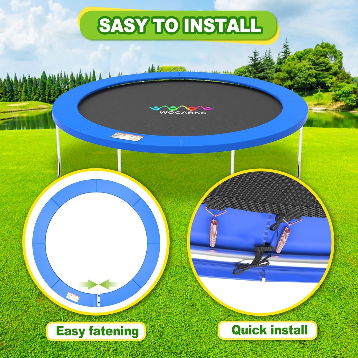 Trampoline Pad, 10ft 12ft 14ft Trampoline Replacement Safety Pad, Waterproof and Tear-Resistant Safety Spring Cover Round Frame Pad