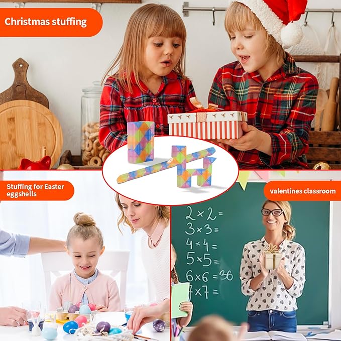 30pcs Bulk Fidget Glow in the Dark Snake Cube, Party Favors ,Goody Bag ,Bulk toys，Brithday Classroom Prizes,Pinata Stuffers Treasure Box for School Students Gifts for Boys and Girl