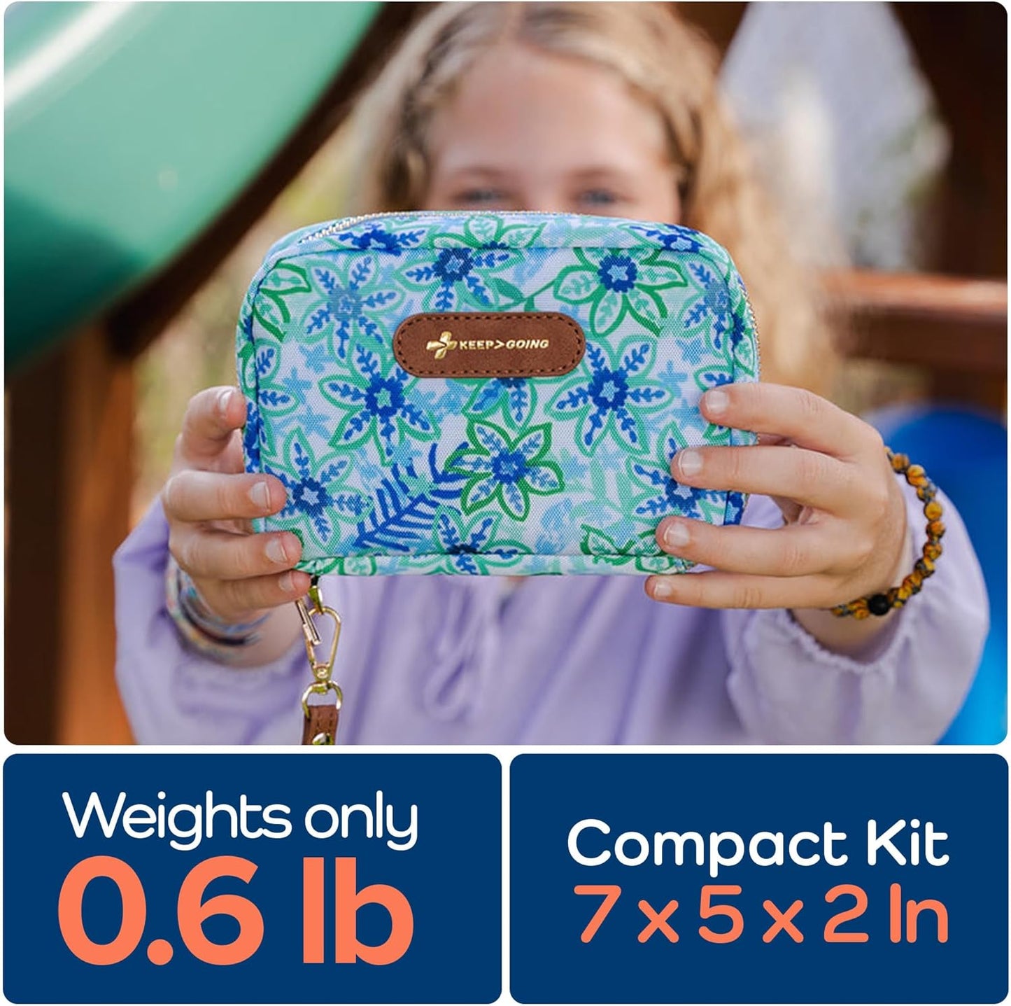 KeepGoing Travel First Aid Kit for Kids – 130 Pc. for Car, Home, Purse, Diaper Bag & Backpack with Latex-Free Bandages - Mini First Aid Kit Travel Size TSA-Approved