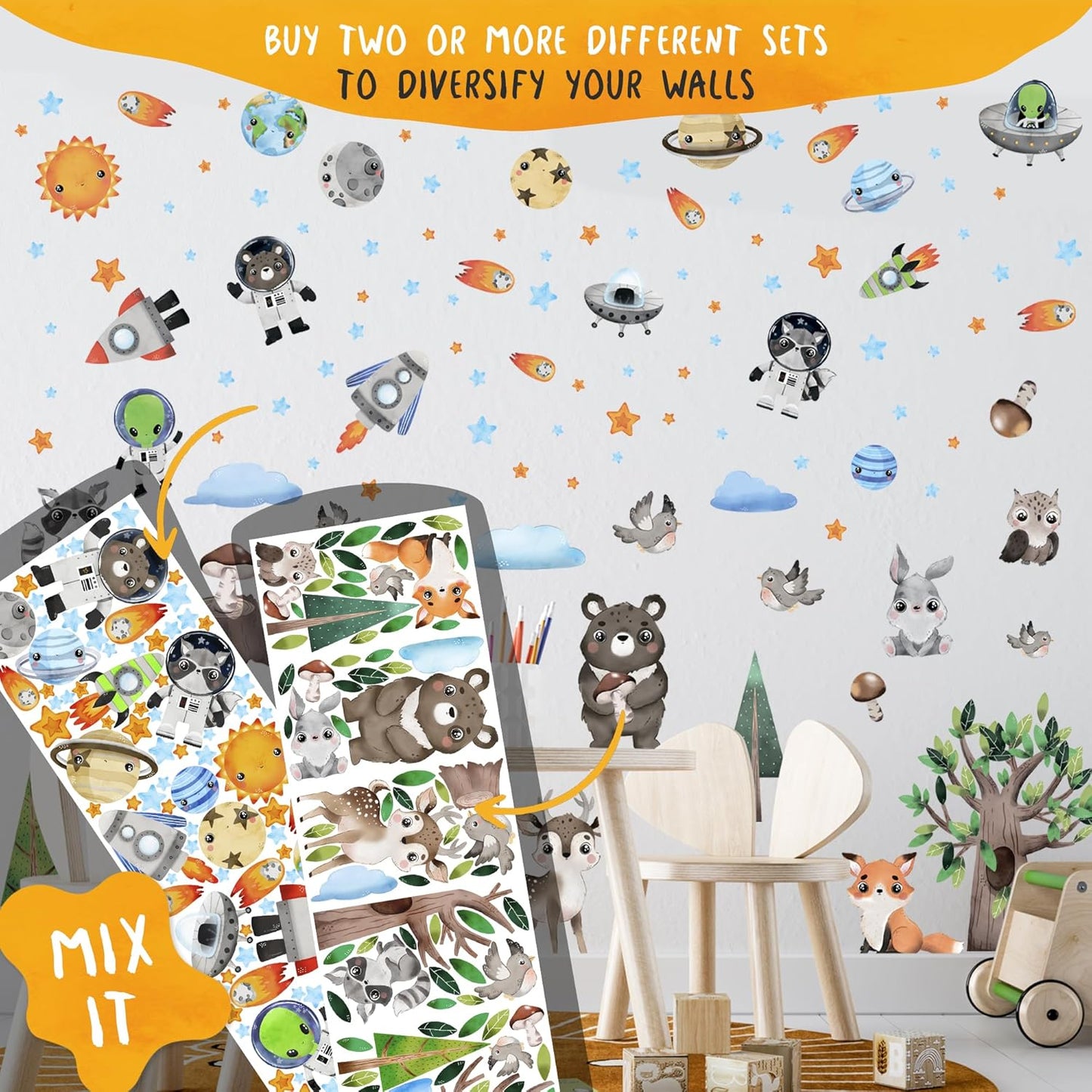 Airplane Wall Decals by Lipastick - Wall Stickers for Boys Room, Watercolor Vintage Plane Stickers for Kids, Baby Nursery, Toddler Bedroom Decor - Premium Vinyl Aircraft Art - S Size