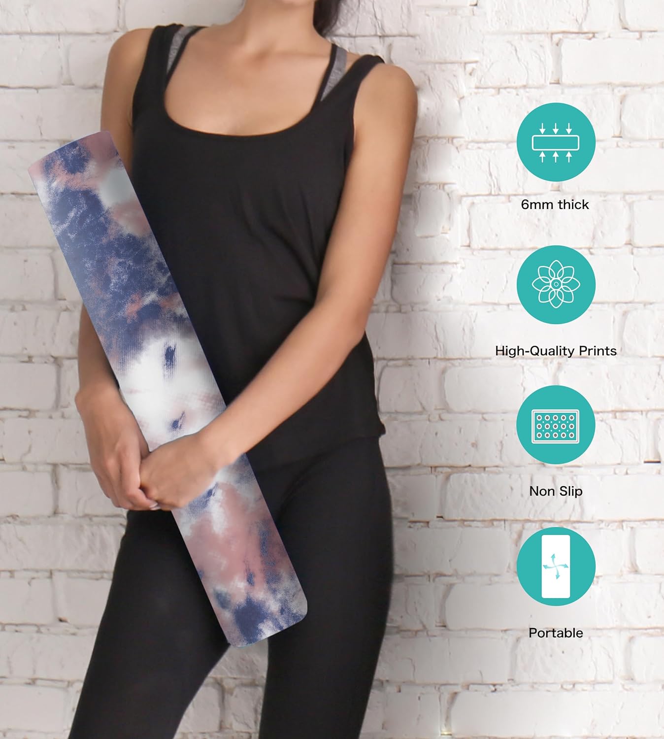 Non Slip Yoga Mat TPE Workout Mat for Men Women, Thick Workout Mat with Carrying Strap, Fitness Mats for Exercise, Yoga, Fitness, Pilates, Floor Workouts (72" x 24" x 6mm)