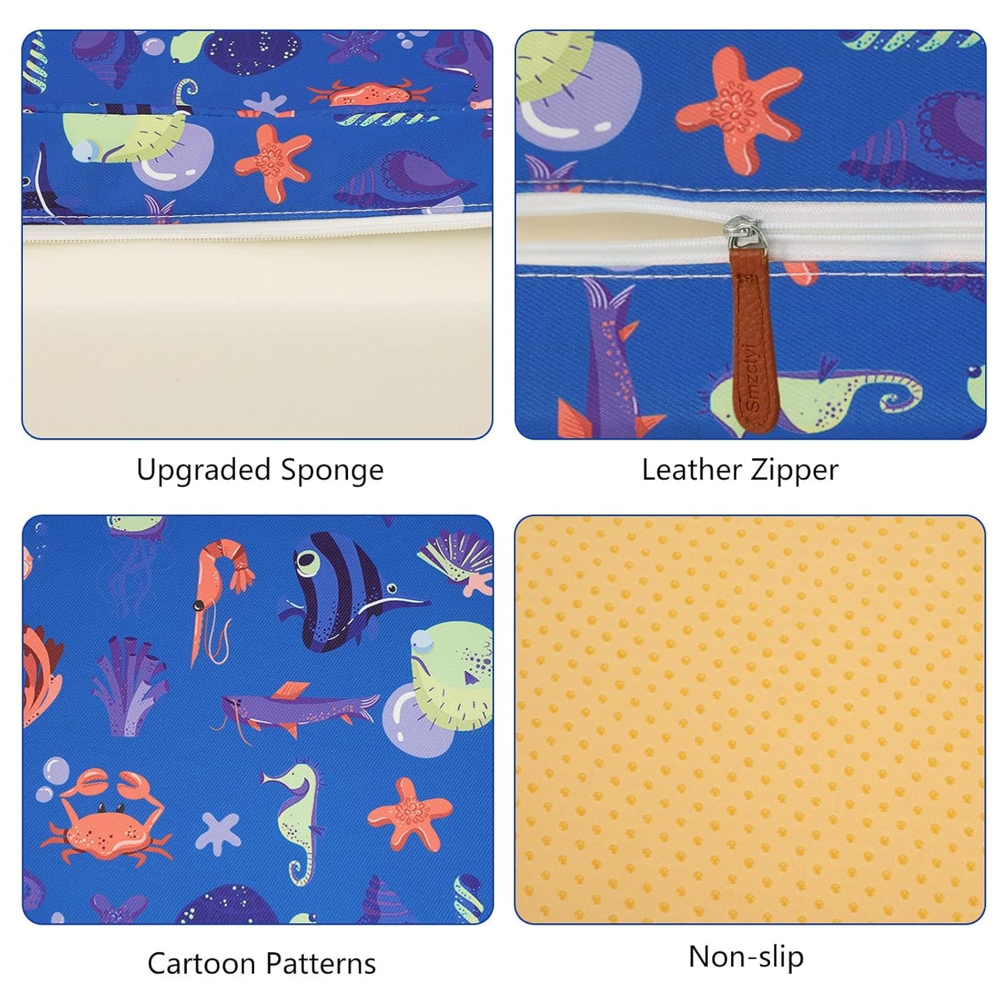 Toddler Booster Seat for Dining Table, Stronger Support Non-Slip Bottom Double Safe Straps Booster Seat Dining Toddler, Portable Travel Increasing Cushion (Blue)