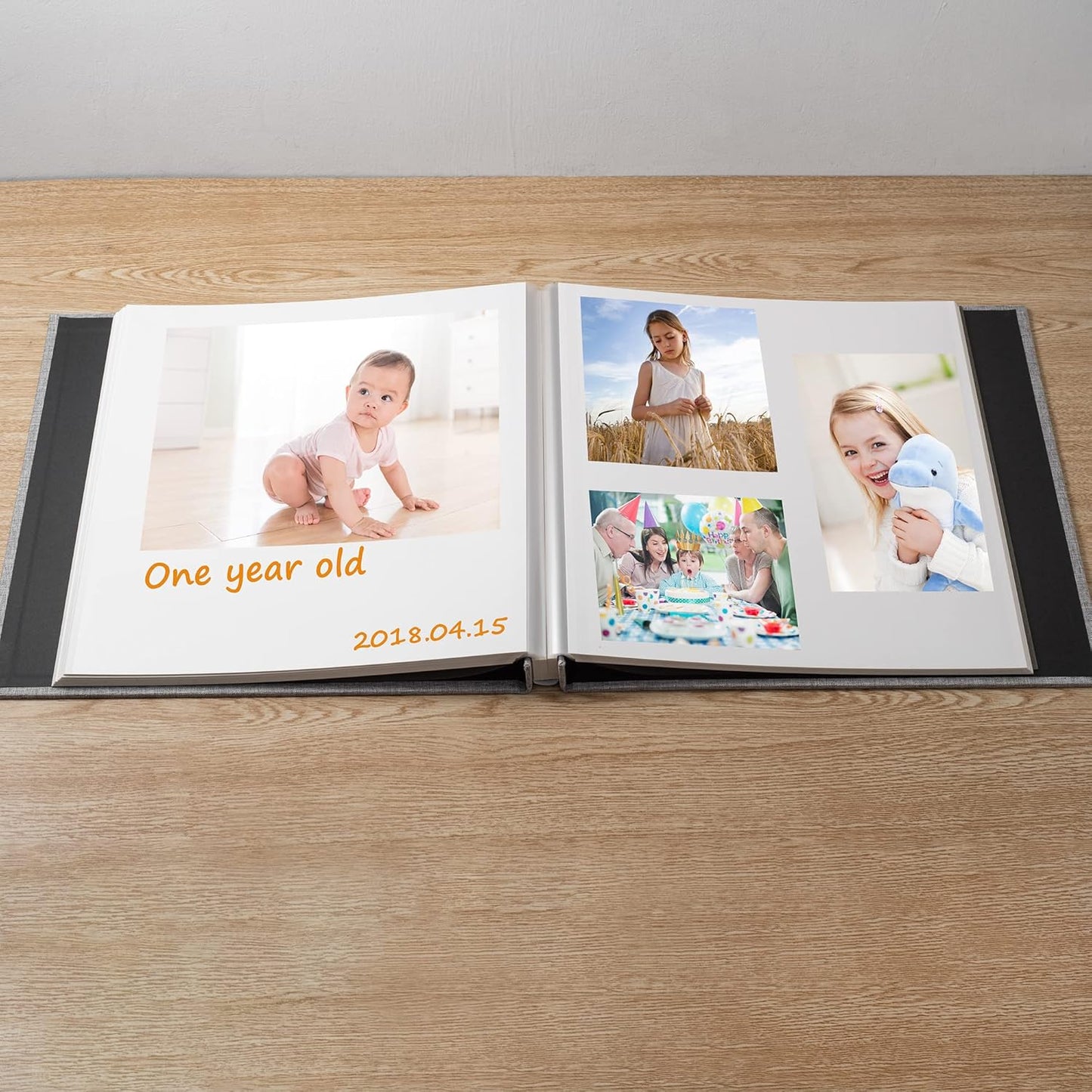 Large Photo Album Self Adhesive Scrapbook Album for 4×6 5×7 8×10 Pictures DIY Magnetic Linen Cover Album 40 Pages for Family Wedding Gifts with Metal Pen and Plastic Board