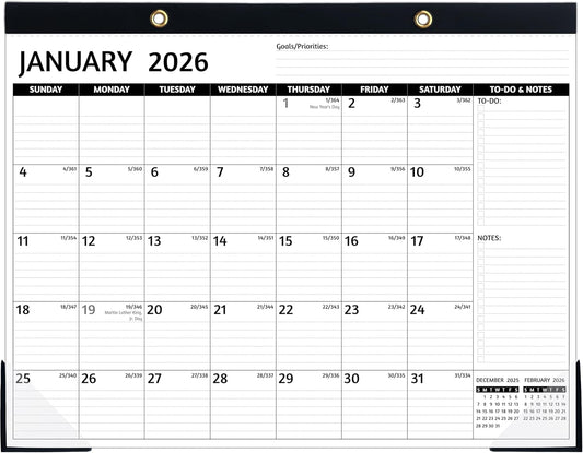 2026 Desk Calendar – Large Desk Calendar 2026, 22'' x 17'', Jan 2026 - Dec 2026, 2026 Desk/Wall Calendar with Desk Pad, To-do Lists, Ruled Blocks, Corner Protectors