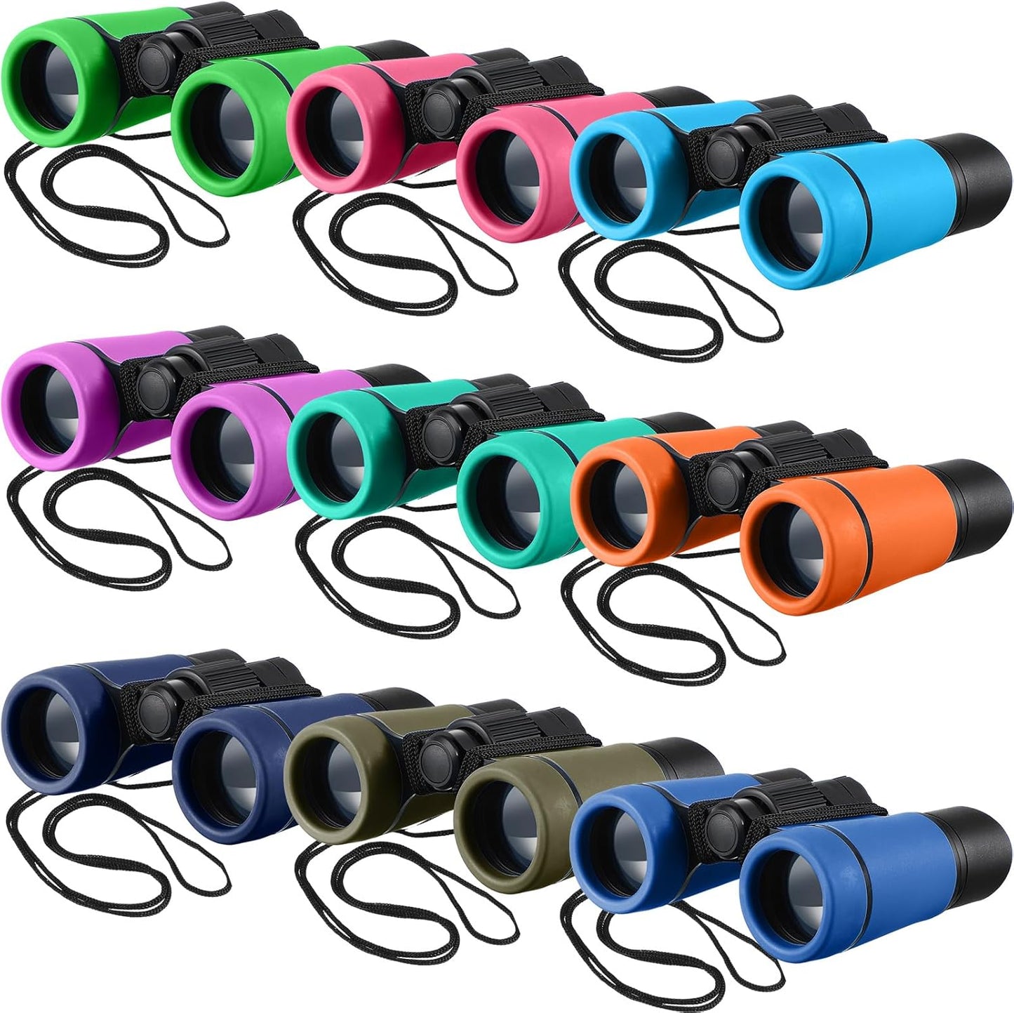 Yunsailing 9 Pack Kid Binoculars Shockproof Mini Compact Binoculars Gifts for 3-12 Years Boys Girls Folding Small Telescope for Kids Bird Watching Camping Outdoor Play, 9 Colors (Multicolored)