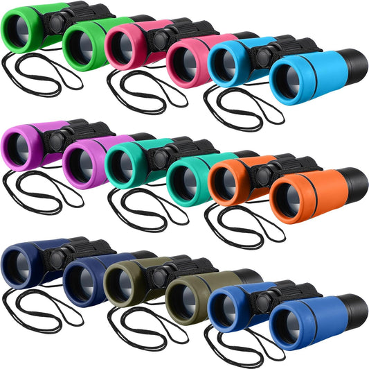 Yunsailing 9 Pack Kid Binoculars Shockproof Mini Compact Binoculars Gifts for 3-12 Years Boys Girls Folding Small Telescope for Kids Bird Watching Camping Outdoor Play, 9 Colors (Multicolored)
