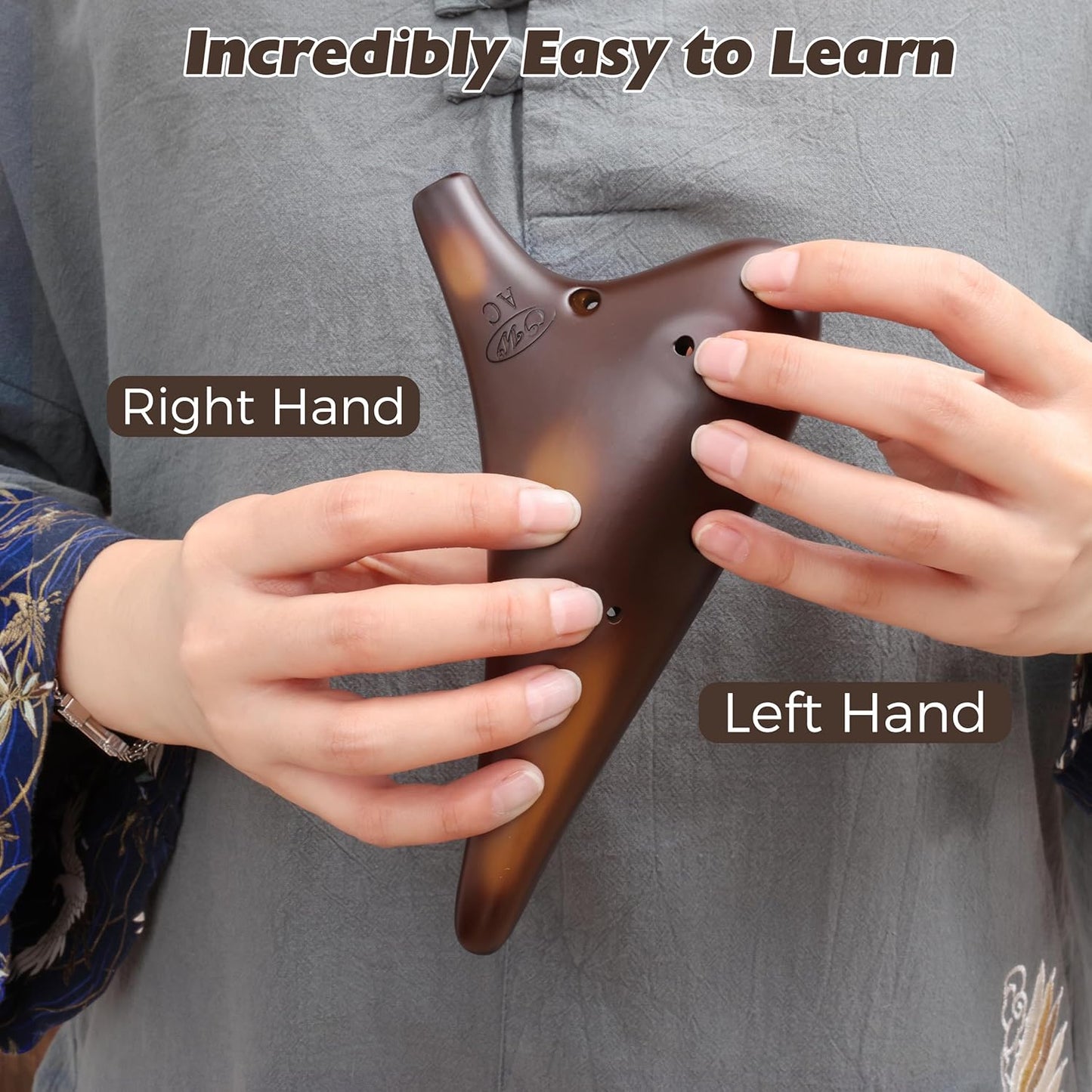 OcarinaWind "Forest Whisper" 12 Hole Ocarina Classic Straw Fire Masterpiece Collectible, Alto C Ceramic Ocarina - Highly Recommended by Shop Owner