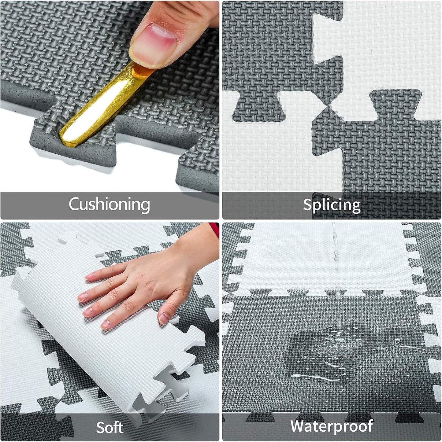qqpp EVA Rubber 18 Tiles Interlocking Puzzle Foam Floor Mats - Baby Play Mat for Playing | Exercise Mat for Home Workout. Beige. QC-Jb18N