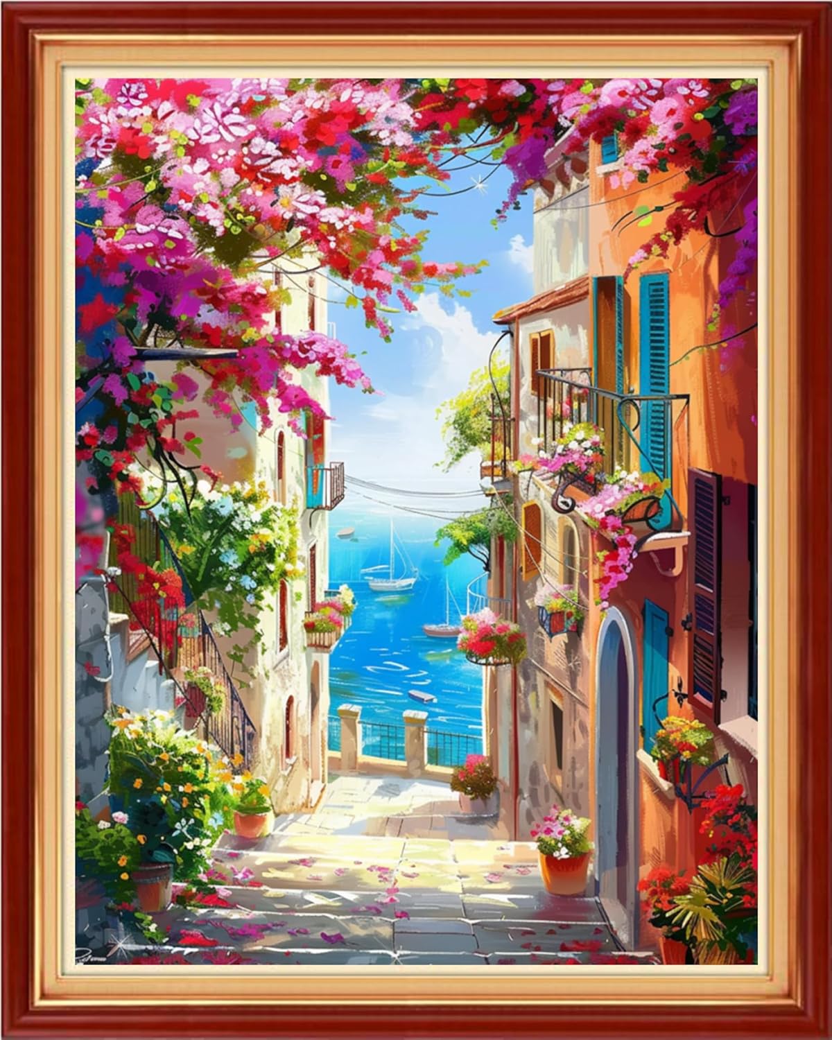 Stamped Cross Stitch Kits - Beach Night Landscape Counted Cross Stitch Kits for Beginners Adults Needlepoint Cross-Stitch Patterns-Seaside Scenery 16x20 inchs