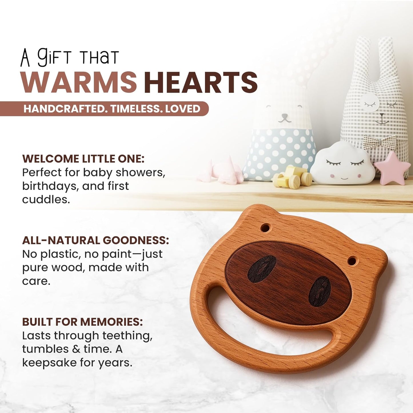 100% Wooden Baby Toy | No Paint, No Plastic | Eco-Friendly Rattle for 0–6 Months