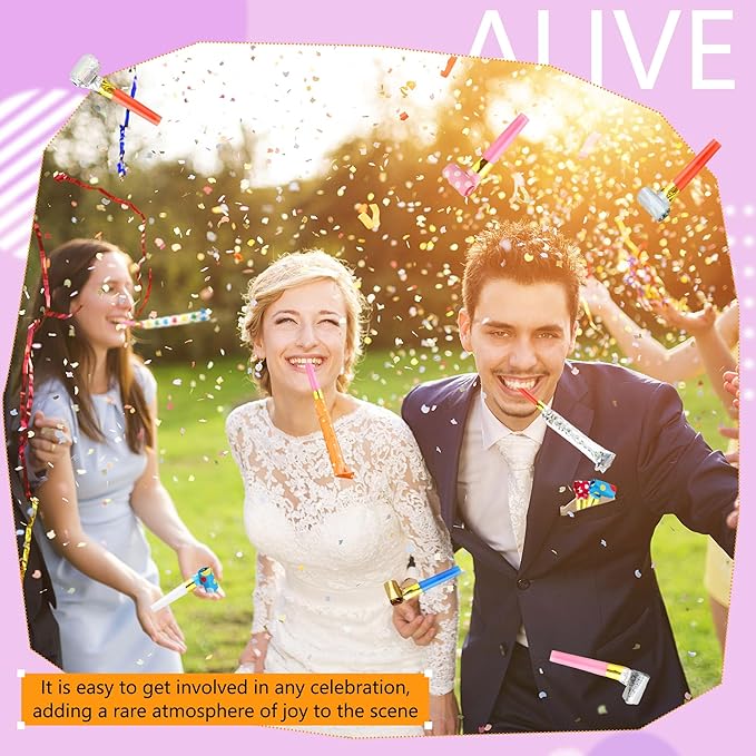 160 Pack Party Blowouts Noisemakers Colorful Party Whistles Blower Funny Birthday Blow Horns Bulk for Birthday New Years Party Favors