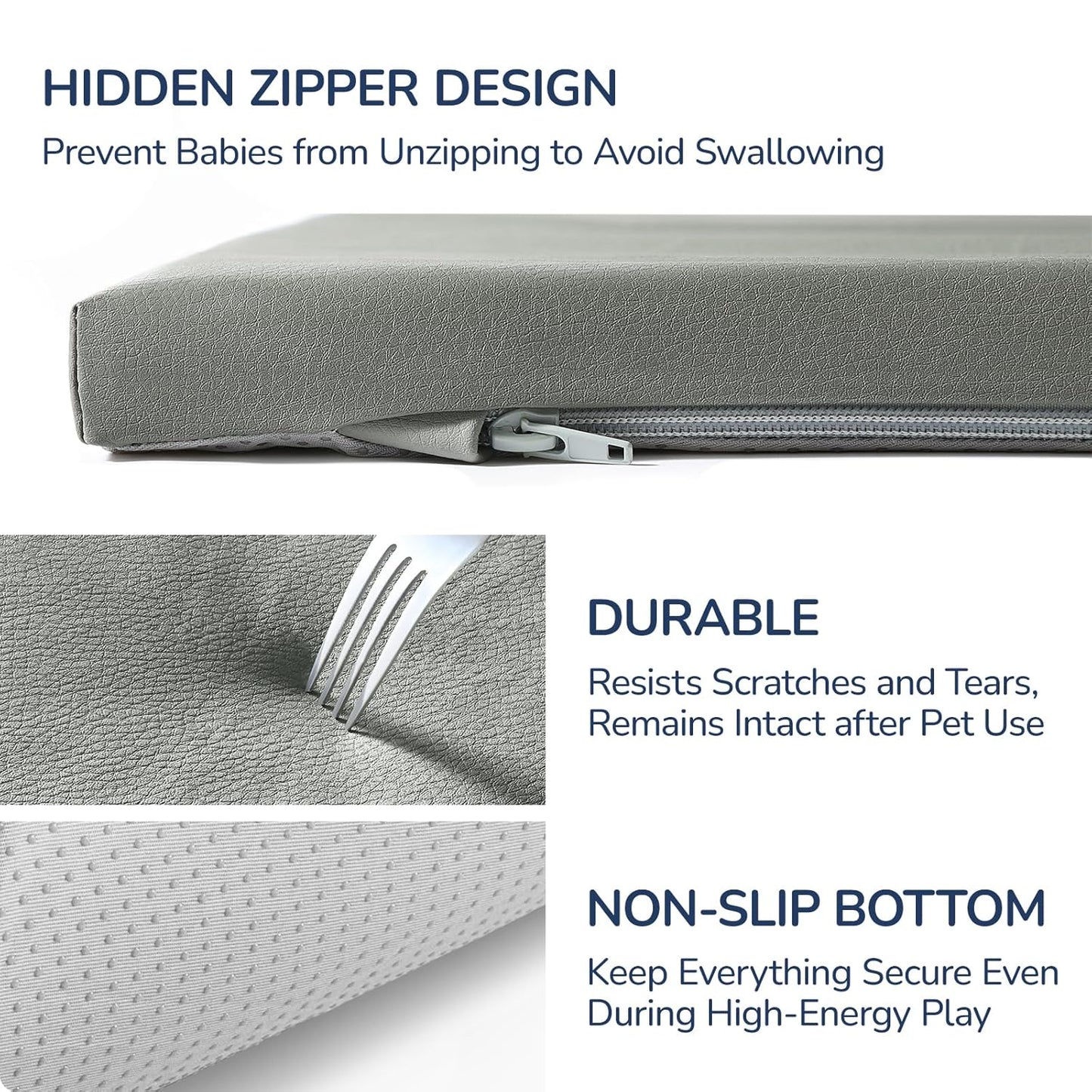 Baby Play Mat for Floor,1.3'' Thick Memory Foam Play Mat,Soft PU Leather Muscle Mat Rug,Cushioned & Waterproof Playpen Mats,Non Slip Crawling Padded Tummy Time Mat for Toddlers,Infants,Kids