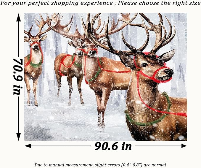 QGHOT Winter Tapestry Wall Hanging Winter Forest Backdrop Christmas Snowy Deer Wall Decor Snow Elk Tapestries for Bedroom Living Room Dorm Party Decoration, Extra Large