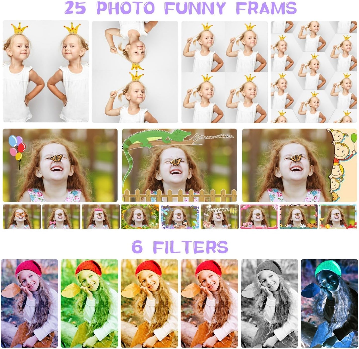 Kids Camera, Toddler Kid Digital Camera with 180°Flip Lens & 2.4in IPS Screen, Birthday Festival Gifts Present Toy for 4 5 6 7 8 9 10 11 Year Old Girls/Boys, 32 GB Card Included, X101