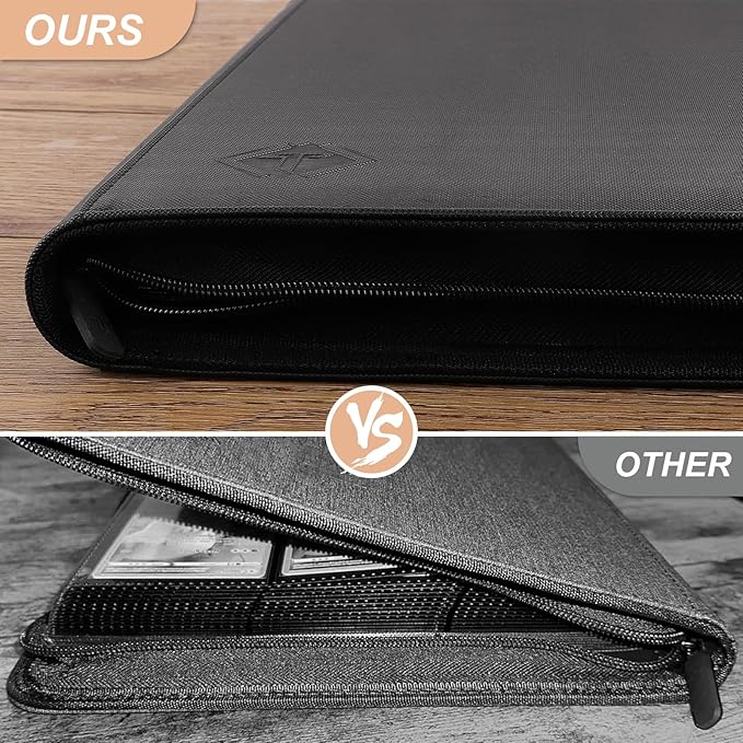 Zip MTG Card Binder with 432 Side Loading Pocket - fits TCG Baseball Football Sports Cards - Easy to Insert Collection Binder - Black